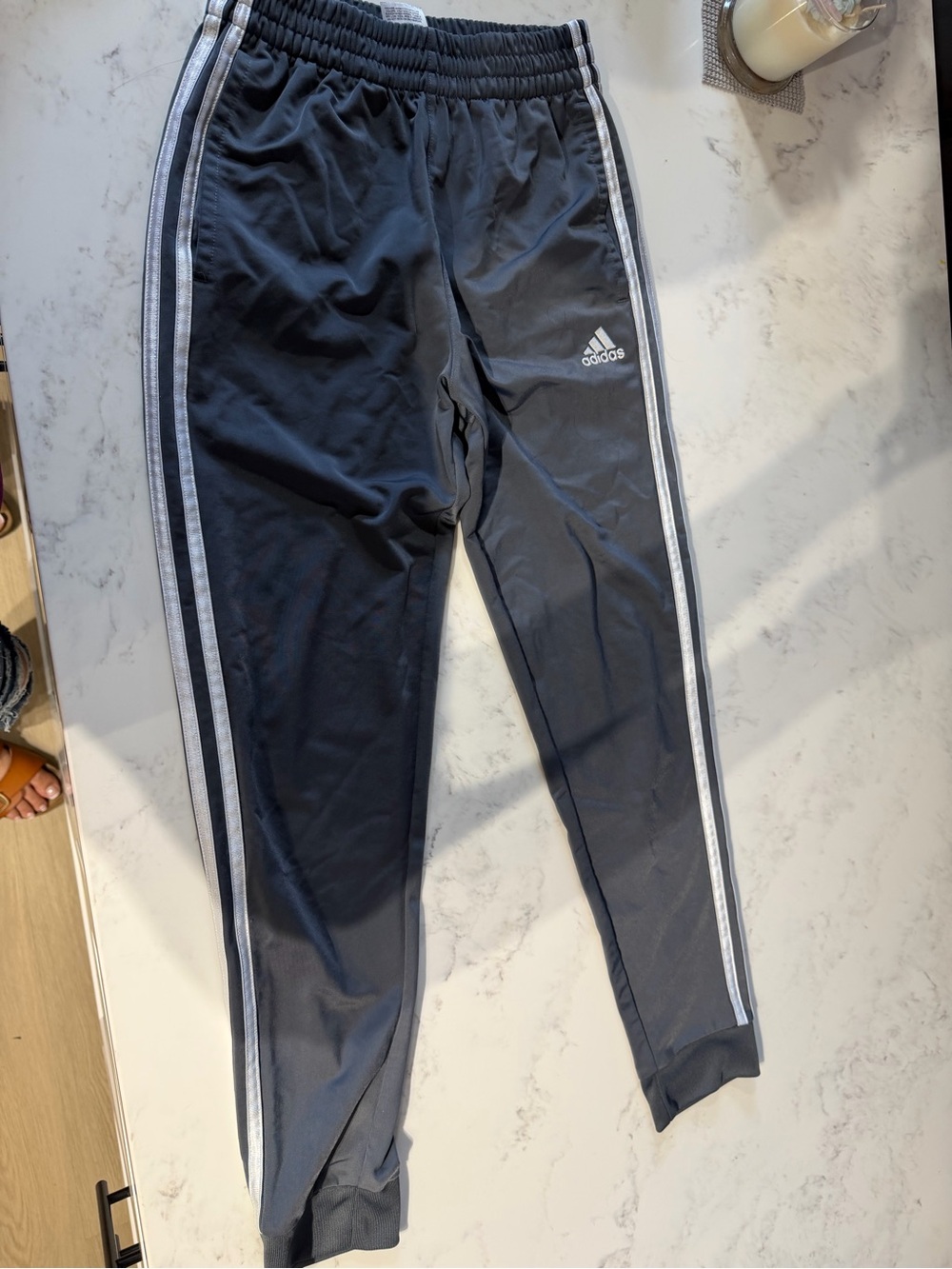 adidas Kids Black Joggers with White Side Stripes